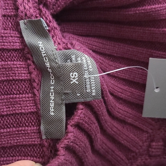 NWT French Connection Mozart Popcorn Cotton Sweater In‎ Burgundy Oversized XS - Picture 4 of 6